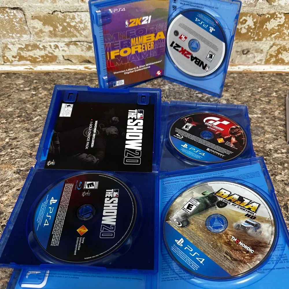 Sony PS4 Game Bundle 4 Games NBA 2K21 MLB 20 Baja Gran Turismo Good Condition
